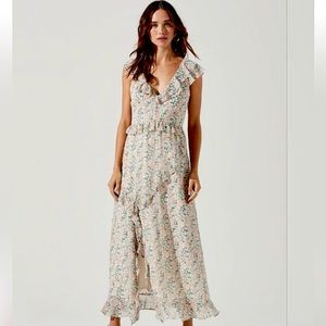 Anthropologie-ASTR The Label Floral Ruffle Trim Midi Dress